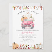 Herfst Floral Pink Little Pumpkin Girl Baby shower Kaart (Voorkant)