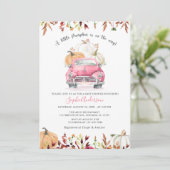 Herfst Floral Pink Little Pumpkin Girl Baby shower Kaart (Staand voorkant)