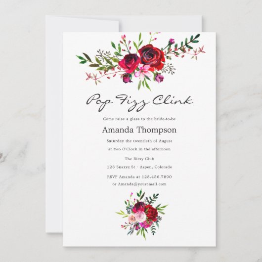 Herfst Floral Pop Fizz Clink Vrijgezellenfeest Kaart (Voorkant)