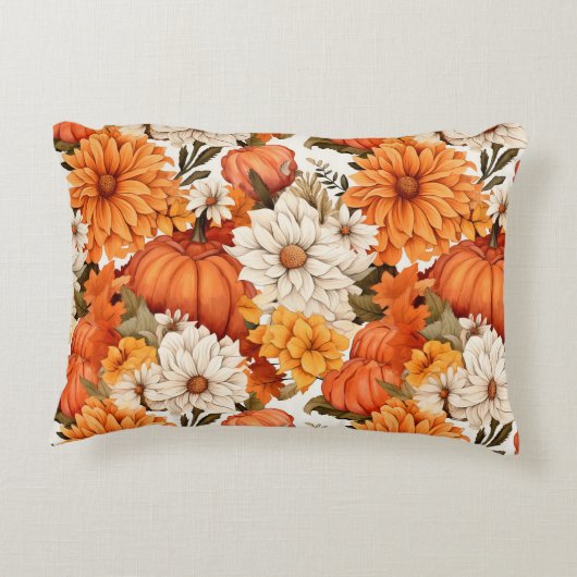 Herfst Floral Pumpkin Accent Kussen (Achterkant)