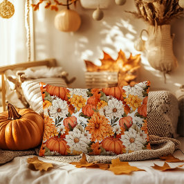Herfst Floral Pumpkin Accent Kussen