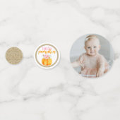 Herfst Floral Pumpkin Baby Girl's 1e Verjaardag Fo Confetti (Voorkanten)