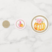 Herfst Floral Pumpkin Baby Girl's 1e Verjaardag Fo Confetti (Achterkanten)