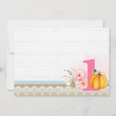 Herfst Floral Pumpkin Baby Girl's 1e Verjaardag Fo Kaart (Achterkant)