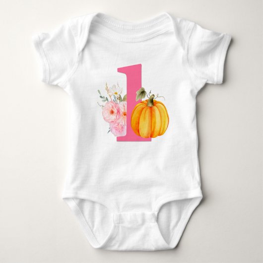 Herfst Floral Pumpkin Baby Girl's 1e verjaardag Romper (Voorkant)