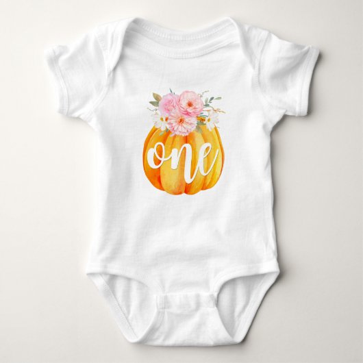Herfst Floral Pumpkin Baby Girl's 1e verjaardag Romper (Voorkant)