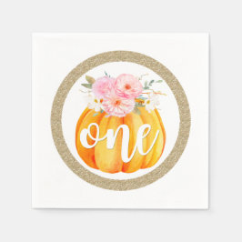 Herfst Floral Pumpkin Baby Girl's 1e verjaardag Servet