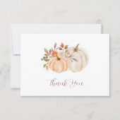 Herfst Floral Pumpkin Baby shower Bedankkaart (Voorkant)