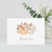 Herfst Floral Pumpkin Baby shower Bedankkaart (Staand voorkant)