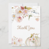 Herfst Floral Pumpkin Baby shower Bedankkaart (Voorkant)