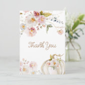 Herfst Floral Pumpkin Baby shower Bedankkaart (Staand voorkant)