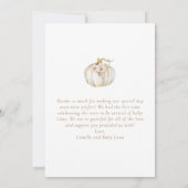 Herfst Floral Pumpkin Baby shower Bedankkaart (Achterkant)