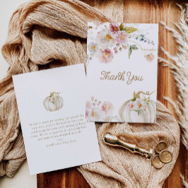 Herfst Floral Pumpkin Baby shower Bedankkaart