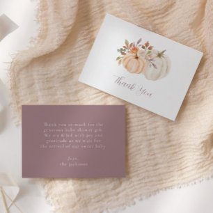 Herfst Floral Pumpkin Baby shower Bedankkaart
