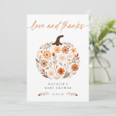 Herfst Floral Pumpkin Baby shower Dank u Bedankkaart (Staand voorkant)