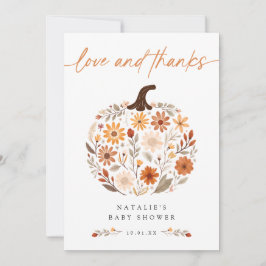 Herfst Floral Pumpkin Baby shower Dank u Bedankkaart