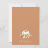 Herfst Floral Pumpkin Baby shower Dank u wel Kaart (Achterkant)