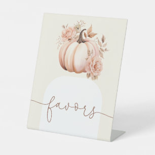 Herfst Floral Pumpkin Baby shower Favorieten Reclamebord Met Voetstuk