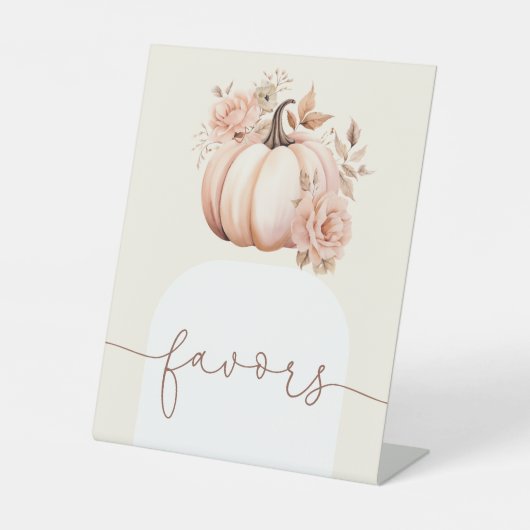 Herfst Floral Pumpkin Baby shower Favorieten Reclamebord Met Voetstuk (Voorkant)