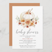 Herfst Floral Pumpkin Baby shower Kaart (Voorkant / Achterkant)