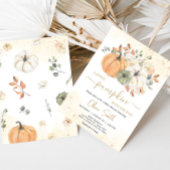 Herfst Floral Pumpkin Baby shower Kaart