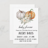 Herfst Floral Pumpkin Baby shower Kaart (Voorkant / Achterkant)