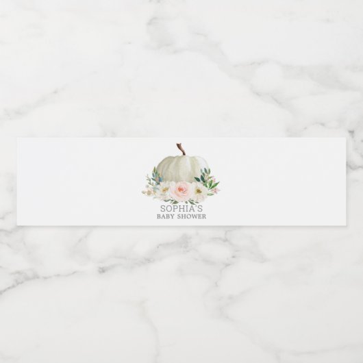 Herfst Floral Pumpkin-Baby shower Waterfles Etiket (Enkel label)
