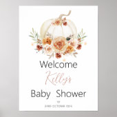 Herfst Floral Pumpkin Baby shower Welkom Poster (Voorkant)
