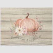 Herfst Floral Pumpkin Burnt Oranje Script Decoupag Tissuepapier (Voorkant)
