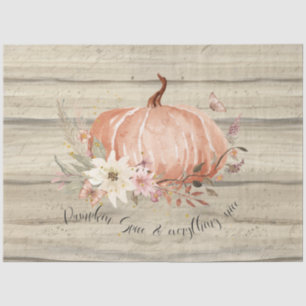 Herfst Floral Pumpkin Burnt Oranje Script Decoupag Tissuepapier