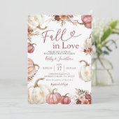 Herfst Floral Pumpkin Engagement Party Kaart (Staand voorkant)