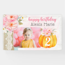 Herfst Floral Pumpkin Girl's Custom Verjaardagsfot