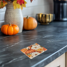 Herfst Floral Pumpkin Glazen Onderzetter