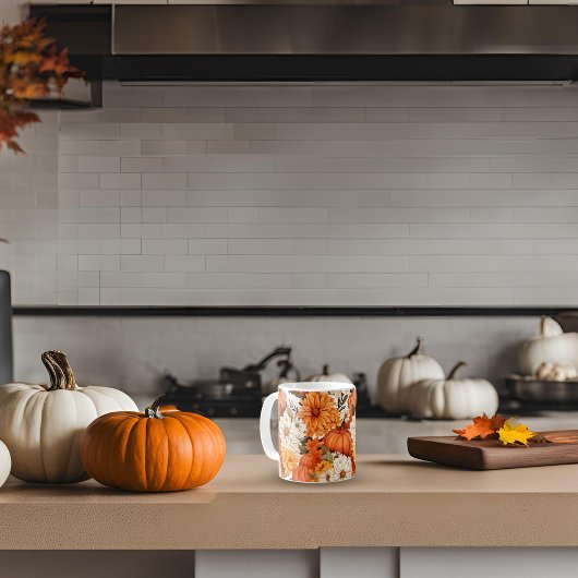 Herfst Floral Pumpkin Koffiemok