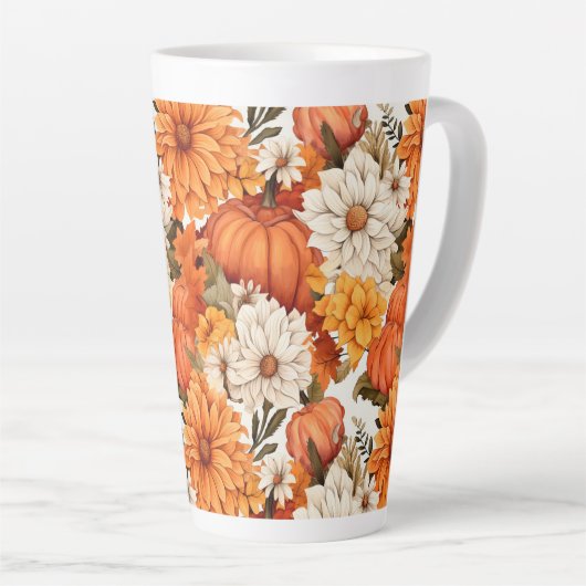 Herfst Floral Pumpkin Latte Mok (Rechterhoek)