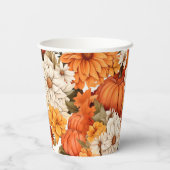 Herfst Floral Pumpkin Papieren Bekers (Achterkant)