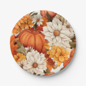 Herfst Floral Pumpkin Papieren Bordje (Voorkant)
