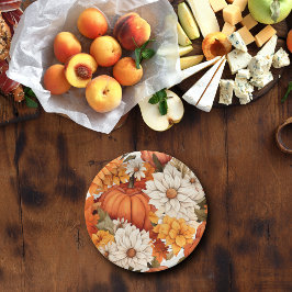 Herfst Floral Pumpkin Papieren Bordje