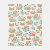  herfst Floral Pumpkin Patroon Fleece Deken (Voorkant)