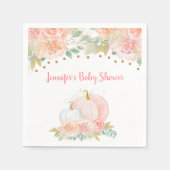 Herfst Floral Pumpkin Pink & Gold Baby shower Servet (Voorkant)
