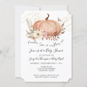 Herfst Floral Pumpkin Sage Green Gold Baby shower Kaart