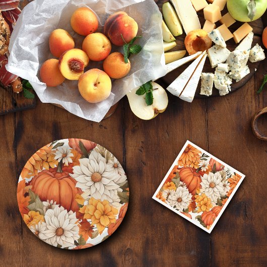 Herfst Floral Pumpkin Servet