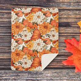 Herfst Floral Pumpkin Sherpa Deken