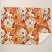 Herfst Floral Pumpkin Sherpa Deken (Voorkant (horizontaal))