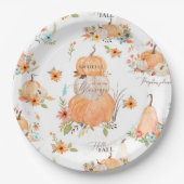 Herfst Floral Pumpkin Sunflower Harvest Thanksgivi Papieren Bordje (Voorkant)