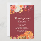 Herfst Floral Pumpkin Thanksgiving Kaart (Voorkant)