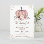 Herfst Floral Pumpkin Thanksgiving Kaart (Staand voorkant)