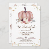 Herfst Floral Pumpkin Thanksgiving Kaart (Voorkant / Achterkant)