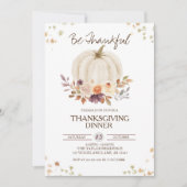 Herfst Floral Pumpkin Thanksgiving Uitnodiging (Voorkant)