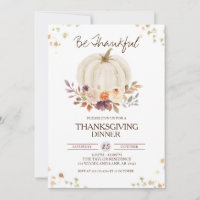 Herfst Floral Pumpkin Thanksgiving Uitnodiging